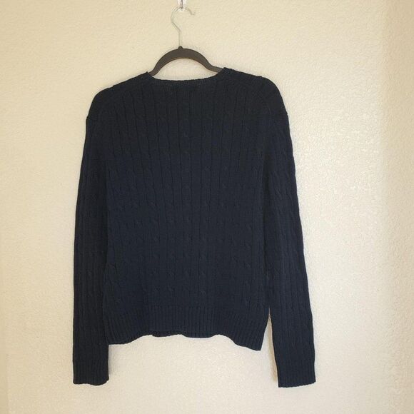 Brooks Brothers Womens Sweater Navy Blue L Cable Knit Long Sleeve - Picture 4 of 7
